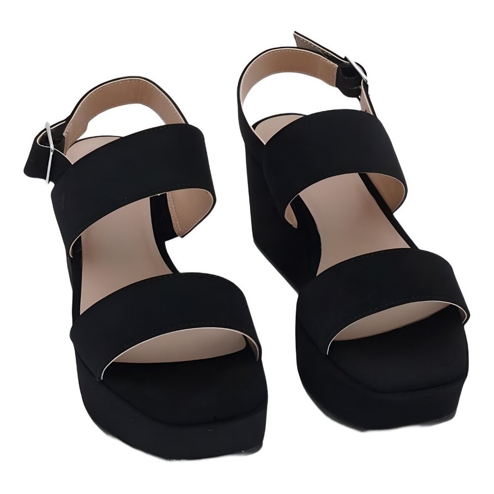 Style & Co. Ardenn Double-Strap Wedge Sandals Black US 6M
